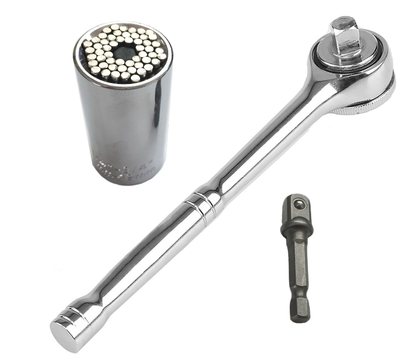 Set cheie tubulara cu clichet  si ADAPTOR universal din otel inoxidabil 7-19mm